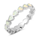 925 Sterling Silver Hearts Eternity Ring With White Opal Inlay- Stackable