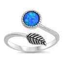 925 Sterling Silver Leaf Ring Wrap-Around With Opal Inlay
