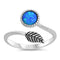 925 Sterling Silver Leaf Ring Wrap-Around With Turquoise Inlay