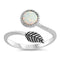 925 Sterling Silver Leaf Ring Wrap-Around With Opal Inlay