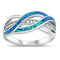 925 Sterling Silver Ring With Blue Opal Inlay & CZ