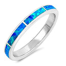 925 Sterling Silver 3mm Blue Opal Bands- Stackable