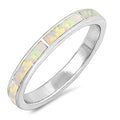 925 Sterling Silver 3mm Blue Opal Bands- Stackable