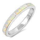 925 Sterling Silver 3mm White Opal Bands- Stackable