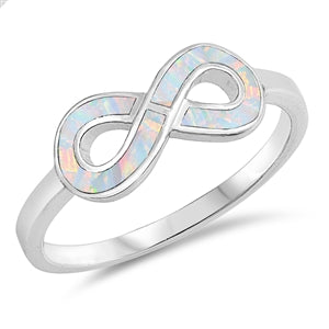 925 Silver Infinity Ring With White Opal Inlay