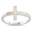 925 Sterling Silver Cross Ring With Opal Inlay