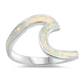 925 Silver Wave Ring With White Opal Inlay