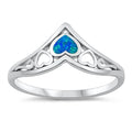 925 Sterling Silver V Shape Ring With Blue Opal