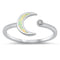 925 Sterling Silver Moon & Star Ring With Blue Opal Inlay