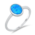 925 Sterling Silver Ring With Blue Opal - Oval