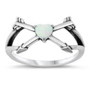 925 Sterling Silver Arrow Ring With Opal or Turquoise Heart