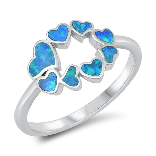 925 Sterling Silver Heart Ring With Opal Inlay.