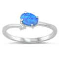 925 Sterling Silver Opal/CZ Ring - Oval Opal