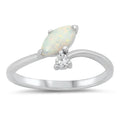 925 Sterling Silver Opal/CZ Ring