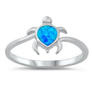 925 Sterling Silver Honu Turtle Ring With Opal Inlay