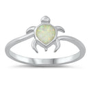 925 Sterling Silver Honu Turtle Ring With Opal Inlay