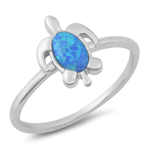 925 Sterling Silver Hawaiian Honu Sea Turtle Ring With Opal