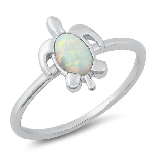 925 Sterling Silver Hawaiian Honu Sea Turtle Ring With Opal