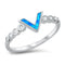 925 Sterling Silver V Shape Ring With Opal & Clear CZ