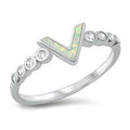 925 Sterling Silver V Ring With CZ