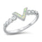 925 Sterling Silver V Shape Ring With Opal & Clear CZ