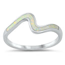 925 Sterling Silver Wavy Ring With Opal Inlay