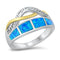 925 Sterling Silver 15mm Opal Ring - Two Tones