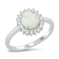 925 Sterling Silver Ring With Opal & CZs