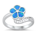 925 Sterling Silver Opal Plumeria Ring.