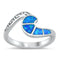 925 Sterling Silver Opal Wave Ring With Greek Key Design