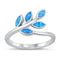 925 Sterling Silver Maile Leaves Ring With Opal Design