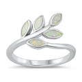 925 Sterling Silver Maile Leaves Ring With Opal Design