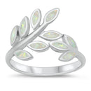 925 Sterling Silver Maile Leaves Ring With Opal Inlay - 14mm