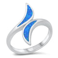 925 Sterling Silver Ring With Opal Inlay - 22mm Elongated Ring