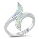 925 Sterling Silver Ring With Opal Inlay - 22mm Elongated Ring