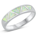 925 Sterling Silver Opal Band With Triangular Design