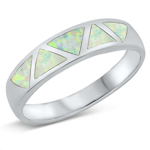 925 Sterling Silver Opal Band With Triangular Design