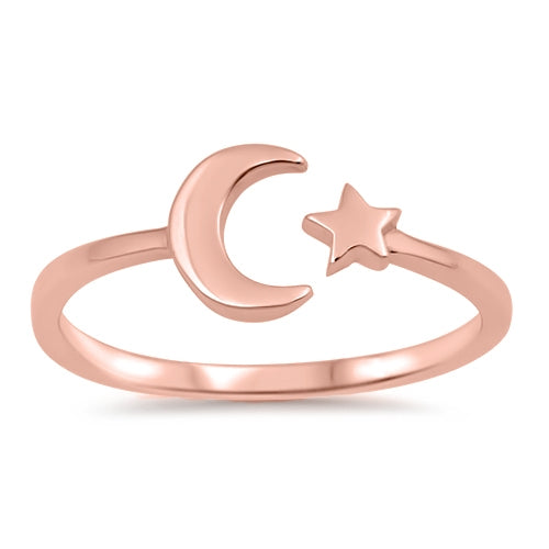 925 Sterling Silver Moon & Star Ring