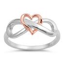 925 Sterling Silver Infinity Love Heart Rings With Clear CZ