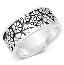 925 Sterling Silver Flowers Band