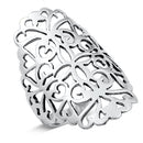 925 Sterling Silver Filigree Ring - Plain Silver Ring - Wide Ring - Ring For Her. Gift For Her