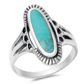 925 Sterling Silver Elongated Ring With Opal, Turquoise Or Abalone Shell