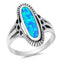925 Sterling Silver Elongated Ring With Opal, Turquoise Or Abalone Shell