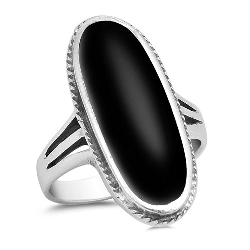 925 Sterling Silver Genuine Black Onyx Ring