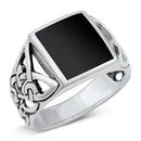 925 Sterling Silver Black Onyx Celtic Men's Ring