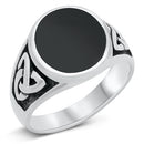 925 Sterling Silver Black Onyx Celtic Men's Ring