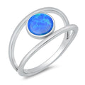 925 Sterling Silver Ring With Blue Opal - Round