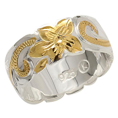 925 Sterling Silver Hand Carved Hawaiian Princess Scroll Ring - 8mm