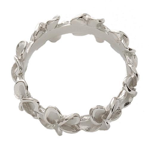 925 Sterling Silver Plumeria Eternity Ring - 8mm Band