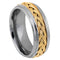 Scratch Free Tungsten Carbide Ring - 8mm With Gold Plated Braid